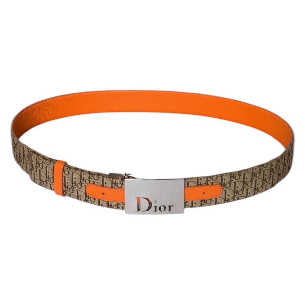 Christian Dior women's 90 cm 36 inch reversible trotter and orange leather belt